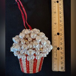 Brand NEW NWT! Piper K Red White Bling Movie Popcorn Ornament 2025 Collection